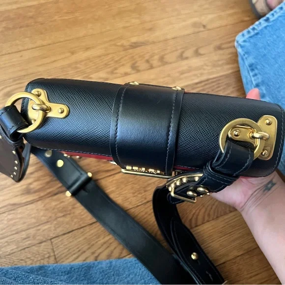 PRADA City Calfskin Saffiano Cahier Bag Fuoco Black - Picture 12 of 12